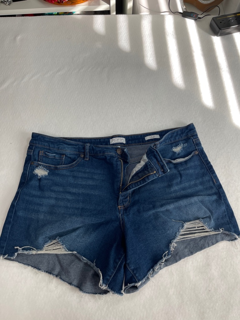 sofia by sofia vergara Dark‎ Blue Distressed Denim Shorts